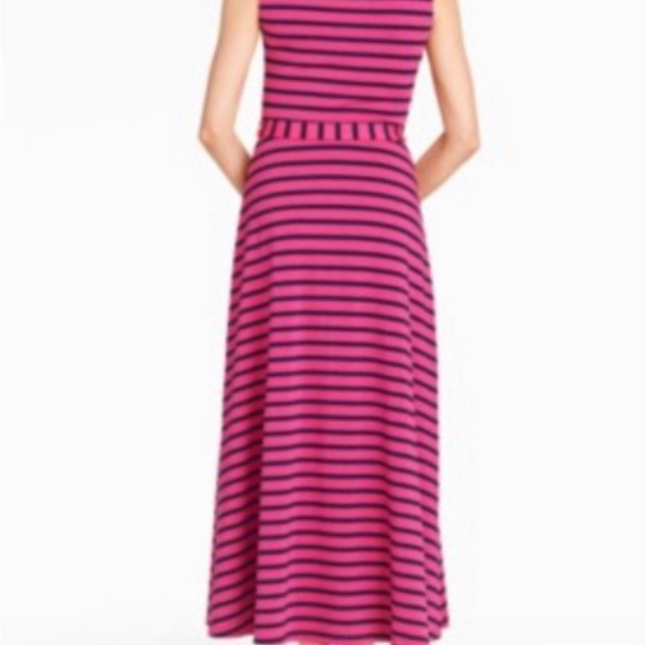 TALBOTS Pink with navy stripe  fit and flare tank dress with tie belt.   Small - Picture 5 of 8